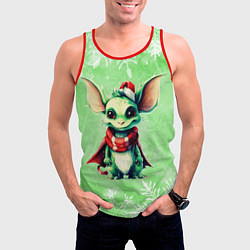 Майка-безрукавка мужская Дракончик в красном шарфе, цвет: 3D-красный — фото 2