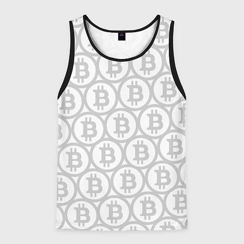 Мужская майка без рукавов Биткоин патерн на белом фоне / 3D-Черный – фото 1