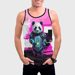 Майка-безрукавка мужская Funny panda - cyberpunk, цвет: 3D-черный — фото 2