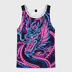 Мужская майка без рукавов Neon Japanese dragon - irezumi