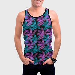 Майка-безрукавка мужская Тропические пальмовые листья, цвет: 3D-черный — фото 2