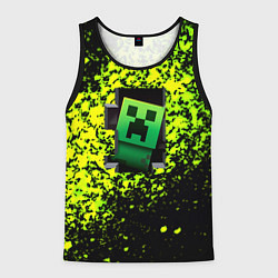 Майка-безрукавка мужская Minecraft зелёные краски, цвет: 3D-черный