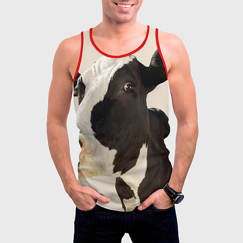 Мужская майка без рукавов Настоящая корова / 3D-Красный – фото 3