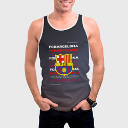Майка-безрукавка мужская Логотип футбольный клуб Барселона, цвет: 3D-белый — фото 2