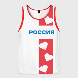Майка-безрукавка мужская Россия с сердечками, цвет: 3D-красный