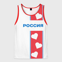 Мужская майка без рукавов Россия с сердечками