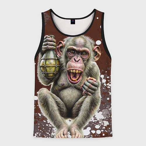 Мужская майка без рукавов Обезьяна с гранатой в лапе / 3D-Черный – фото 1
