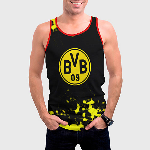 Мужская майка без рукавов Borussia краски жёлтые / 3D-Красный – фото 3