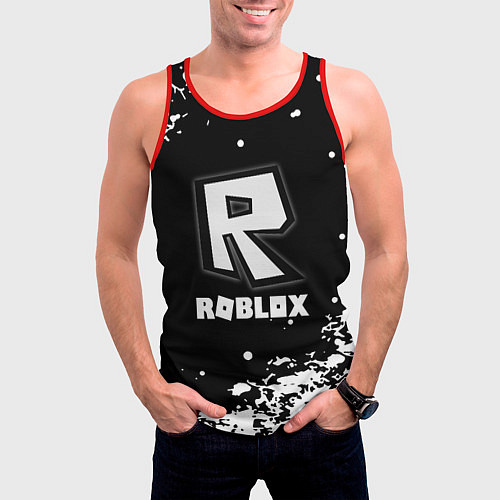 Мужская майка без рукавов Roblox белая краска / 3D-Красный – фото 3