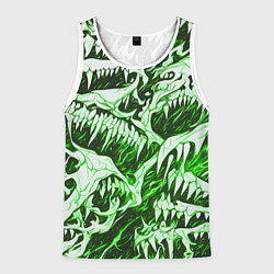 Мужская майка без рукавов Белые клыки на зелёном фоне