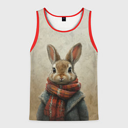 Майка-безрукавка мужская Кролик в шарфе, цвет: 3D-красный
