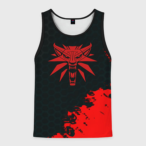 Мужская майка без рукавов Ведьмак краски соты / 3D-Черный – фото 1