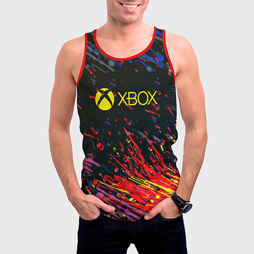 Мужская майка без рукавов Xbox краски текстура / 3D-Красный – фото 3