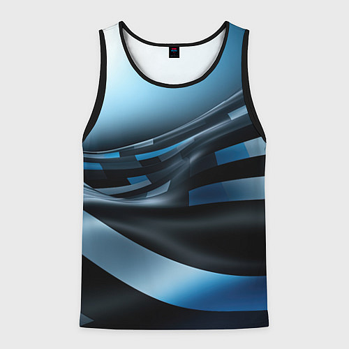 Мужская майка без рукавов Черно-синий абстрактный спортивный стиль / 3D-Черный – фото 1