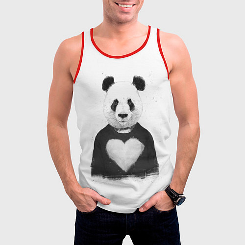 Мужская майка без рукавов Love panda / 3D-Красный – фото 3