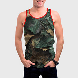 Майка-безрукавка мужская Реалистичный камуфляж из листьев, цвет: 3D-красный — фото 2