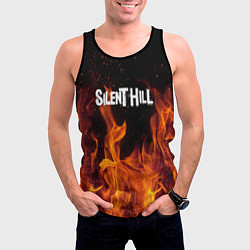 Майка-безрукавка мужская Silent hill огонь, цвет: 3D-черный — фото 2