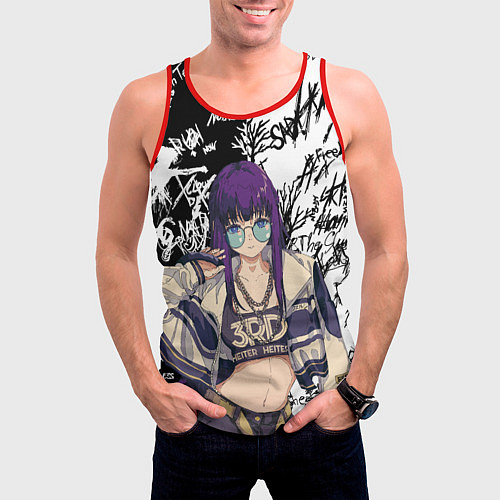 Мужская майка без рукавов Ферн и иероглифы / 3D-Красный – фото 3