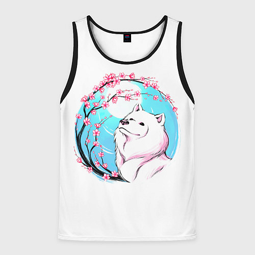 Мужская майка без рукавов Самоедская сакура / 3D-Черный – фото 1