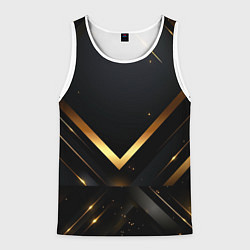 Майка-безрукавка мужская Gold luxury black abstract, цвет: 3D-белый