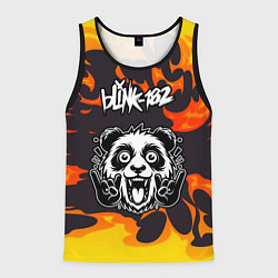 Майка-безрукавка мужская Blink 182 рок панда и огонь, цвет: 3D-черный