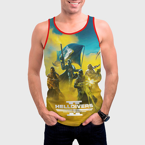 Мужская майка без рукавов Helldivers 2: Battle / 3D-Красный – фото 3