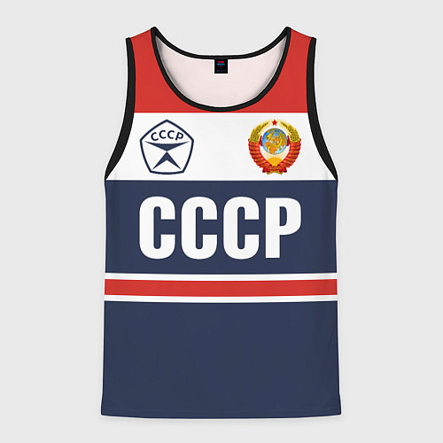 Мужская майка без рукавов СССР - Союз Советских Социалистических Республик / 3D-Черный – фото 1