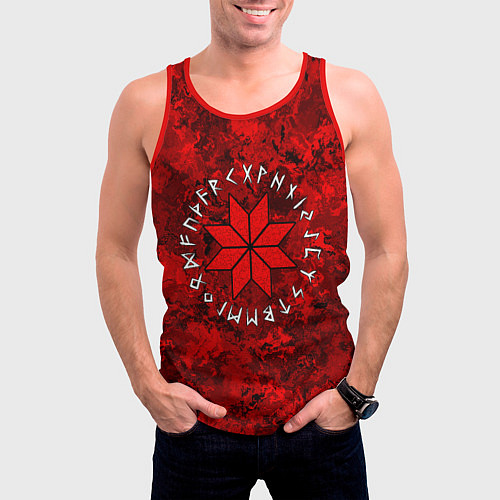 Мужская майка без рукавов Алатырь и руны / 3D-Красный – фото 3