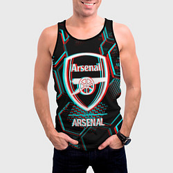 Майка-безрукавка мужская Arsenal FC в стиле glitch на темном фоне, цвет: 3D-черный — фото 2