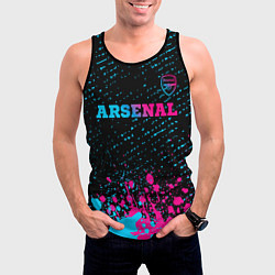 Майка-безрукавка мужская Arsenal - neon gradient посередине, цвет: 3D-черный — фото 2