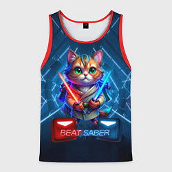 Мужская майка без рукавов Beat Saber кот музыкальный джедай