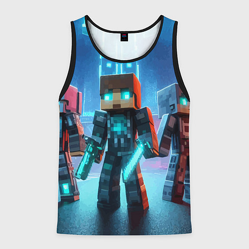 Мужская майка без рукавов Minecraft - ai art neon / 3D-Черный – фото 1