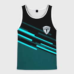 Майка-безрукавка мужская Tesla sport geometry car, цвет: 3D-белый