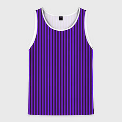 Майка-безрукавка мужская Вертикальные полосы фиолетовый, цвет: 3D-белый