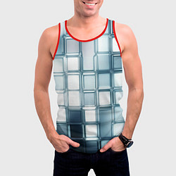 Майка-безрукавка мужская Зеркальная мозаика голубое стекло, цвет: 3D-красный — фото 2