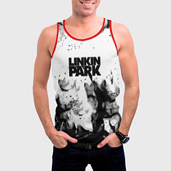 Майка-безрукавка мужская Linkin park огненный дым рок, цвет: 3D-красный — фото 2
