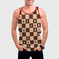Майка-безрукавка мужская Коричневая шахматная доска, цвет: 3D-красный — фото 2