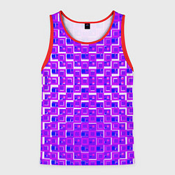 Майка-безрукавка мужская Фиолетовые квадраты на белом фоне, цвет: 3D-красный