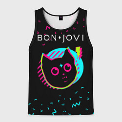 Майка-безрукавка мужская Bon Jovi - rock star cat, цвет: 3D-черный