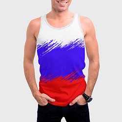 Майка-безрукавка мужская Триколор штрихи, цвет: 3D-белый — фото 2