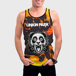 Майка-безрукавка мужская Linkin Park рок панда и огонь, цвет: 3D-черный — фото 2