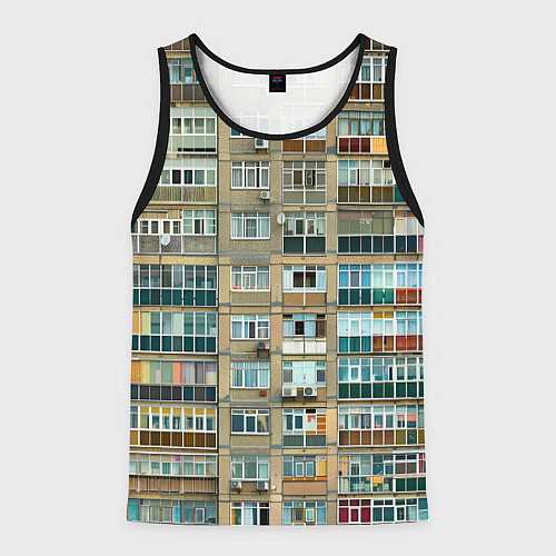 Мужская майка без рукавов Панельный дом / 3D-Черный – фото 1