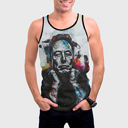 Майка-безрукавка мужская Илон Маск граффити портрет на серой стене, цвет: 3D-черный — фото 2