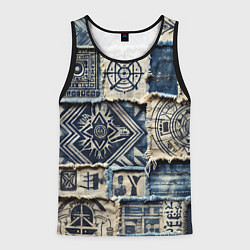 Мужская майка без рукавов Татуировки майя на дениме