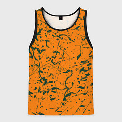 Мужская майка без рукавов Оранжевый с брызгами зеленой краски