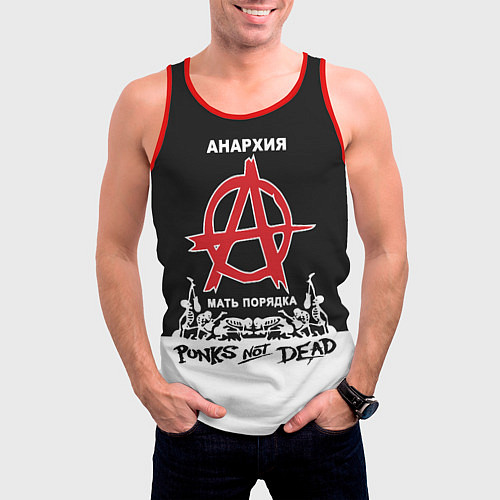 Мужская майка без рукавов Анархия - Punks not dead / 3D-Красный – фото 3