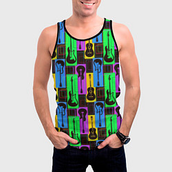Майка-безрукавка мужская Красочные гитары, цвет: 3D-черный — фото 2