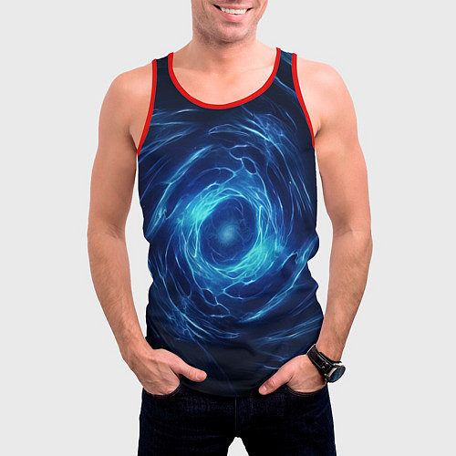 Мужская майка без рукавов Взрыв синий геометрической абстракции / 3D-Красный – фото 3