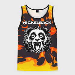 Майка-безрукавка мужская Nickelback рок панда и огонь, цвет: 3D-черный