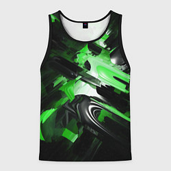 Мужская майка без рукавов Green dark abstract geometry style
